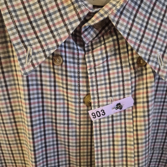 Orvis Men's Blue and Red Plaid Dress Shirt - Picture 4 of 8